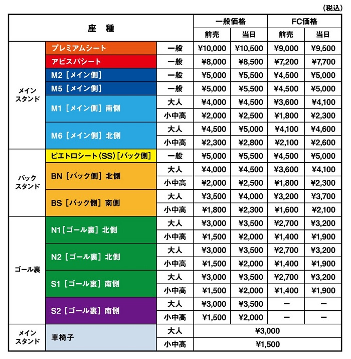 チケット価格変更のお知らせ アビスパ福岡公式サイト Avispa Fukuoka Official Website