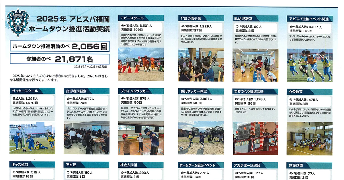 ２０２６年８月アビスパ福岡・ホームタウン活動のお知らせ